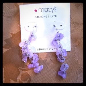 NWT sterling silver dangle amethyst earrings